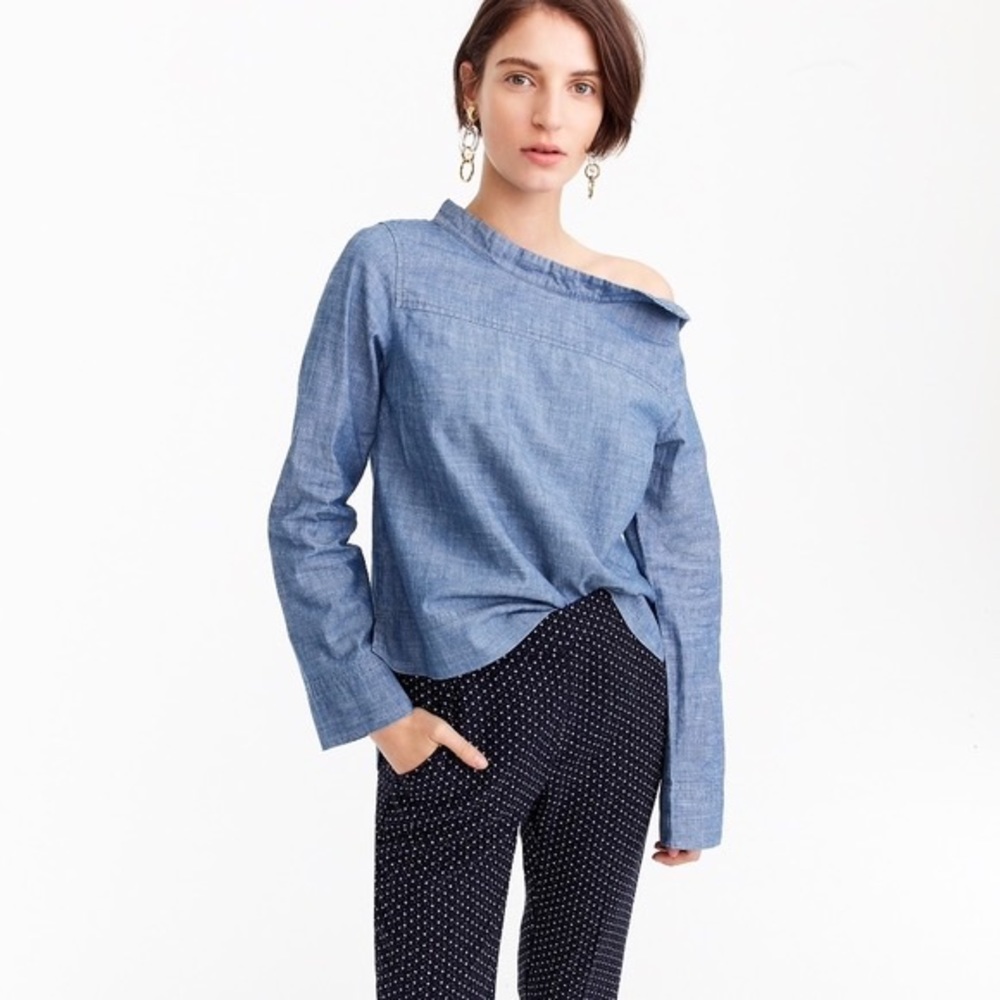 J. Crew chambray funnel neck top
